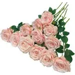 ATFL Blush Flowers12 Pcs Blush RosesBlush Pink Rose ArtificialArti<wbr/>ficial Rose...