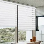 Joydeco 41 inch Wide White Sheer Zebra Blinds for Windows,Privacy Light Filtering Corded Dual Layer Roller Shades for Home Office Bedroom