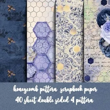 honeycomb pattern scrapbook paper 40 sheet double sided 4 pattern: decorative honey bee paper for scrapbooking & origami & invitation & gift wrapping & bookbinding (busy bee the wonderfull insect)