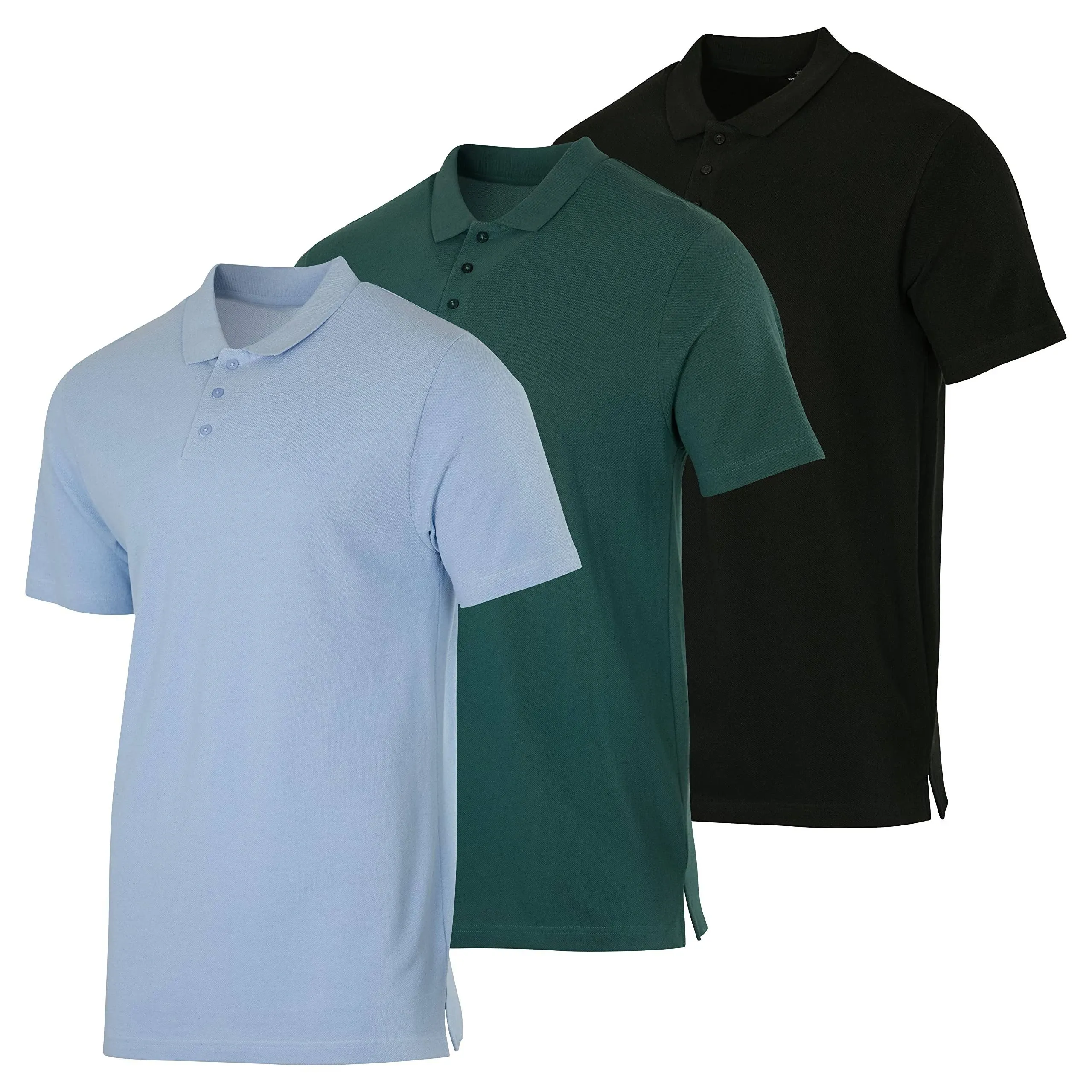 Real Essentials 3 & 4 Pack: Men's Cotton Pique Short Sleeve Polo Shirt ...