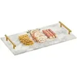 mDesign Marble Serving Tray Board + Handles for Entertaining, Marble/Soft Brass