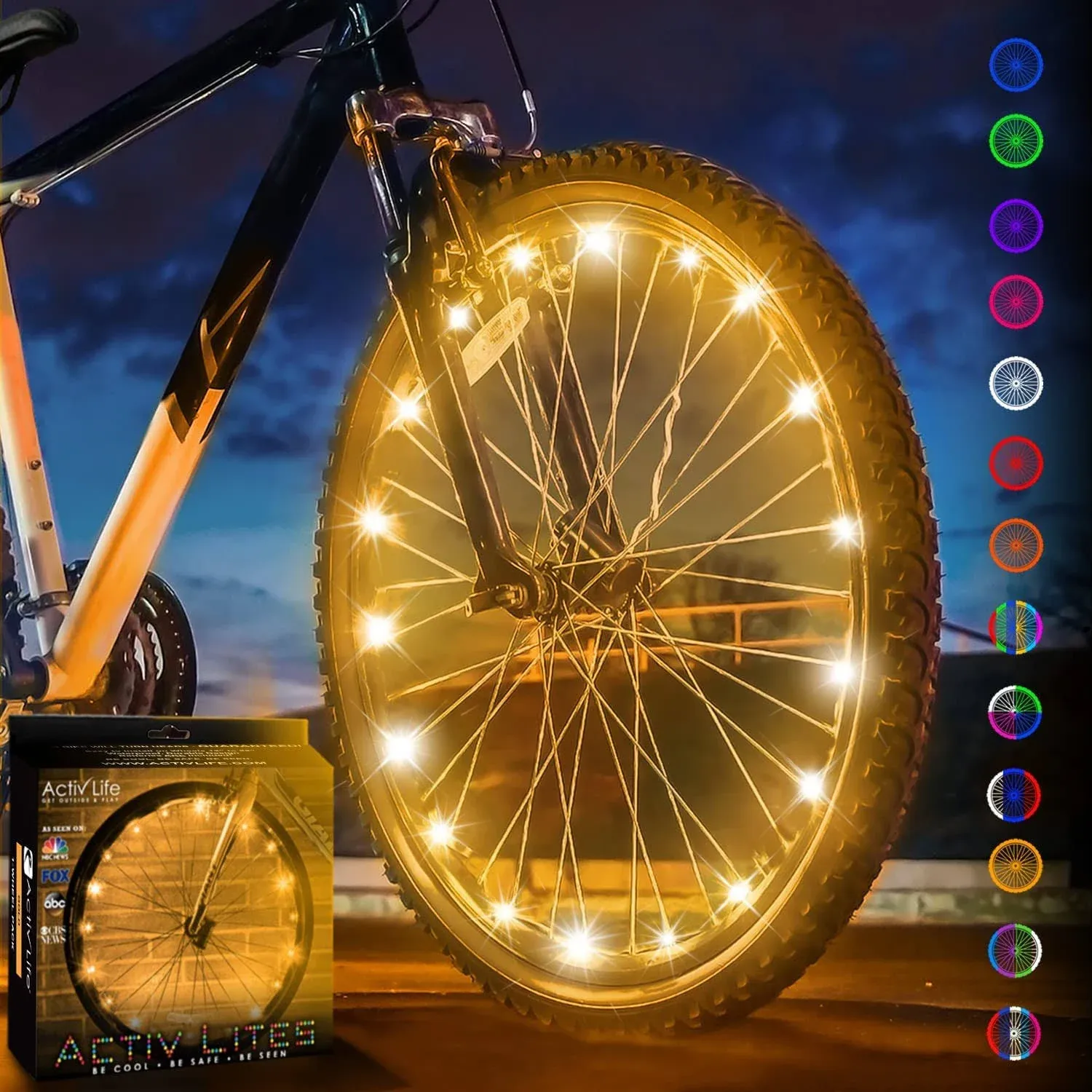 2 Boxes Activ Lites LED Bike Wheel Lights Red White Blue Fits Batteries Included