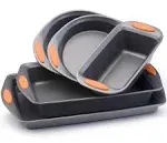 5-Piece Yum-o! Nonstick Bakeware Baking Pans Set, Gray and Orange