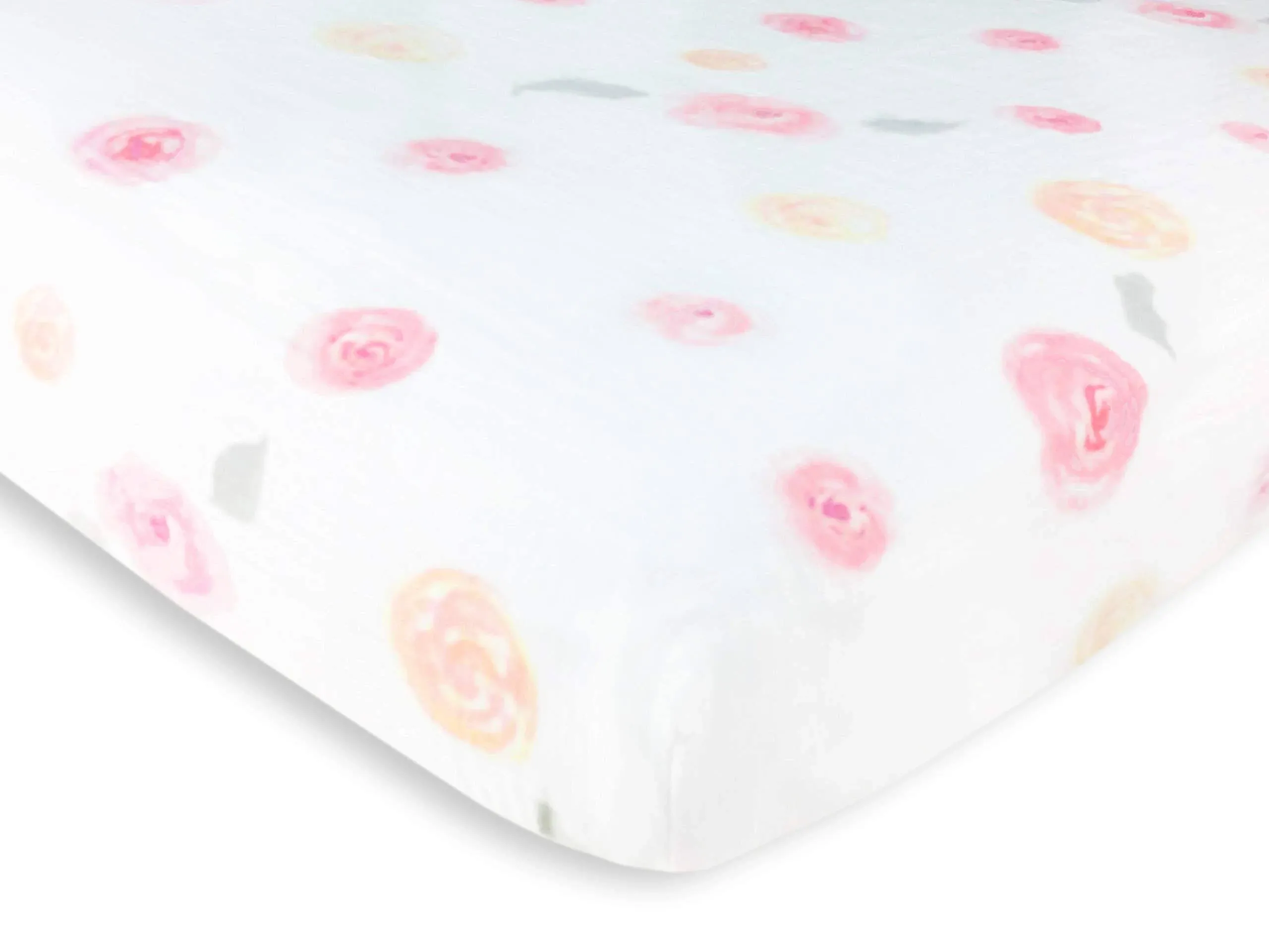 Amazing Baby Cotton Muslin Fitted Crib Sheet, Watercolor Roses, Pink