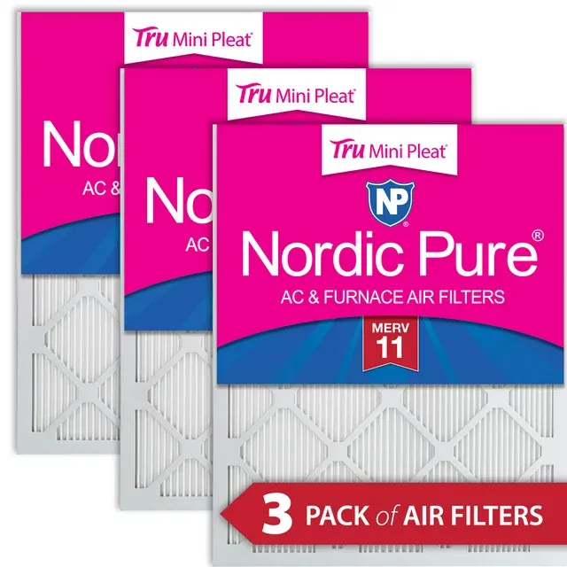 25x25x1 Nordic Pure Tru Mini Pleat MERV 11 AC Furnace Air Filters 3