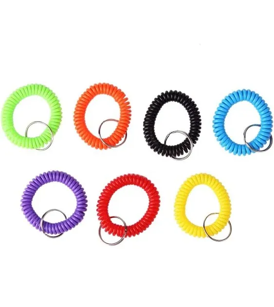 Arroyner 70pcs Colorful Stretchy Keychain Bracelet Spiral Wristband Keychain for Outdoor, Gym