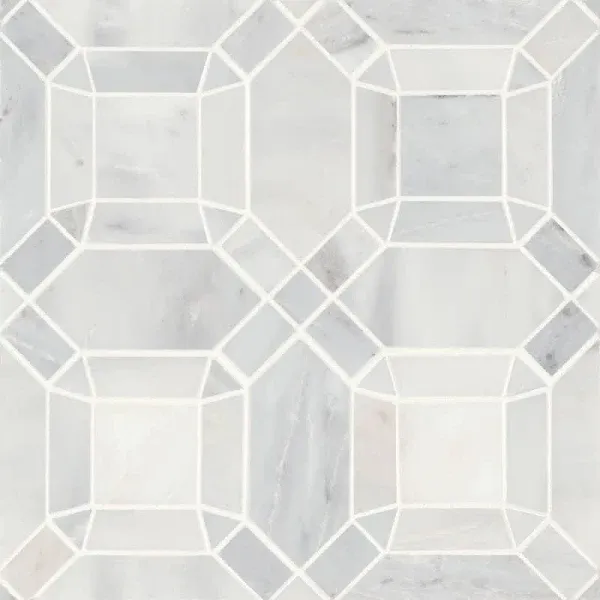 Bedrosians Monet White Carrara 11-in x 11-in Honed Natural Stone Marble Mixed Pattern Marble Look Floor and Wall Tile (4.39-sq. ft/ Carton)