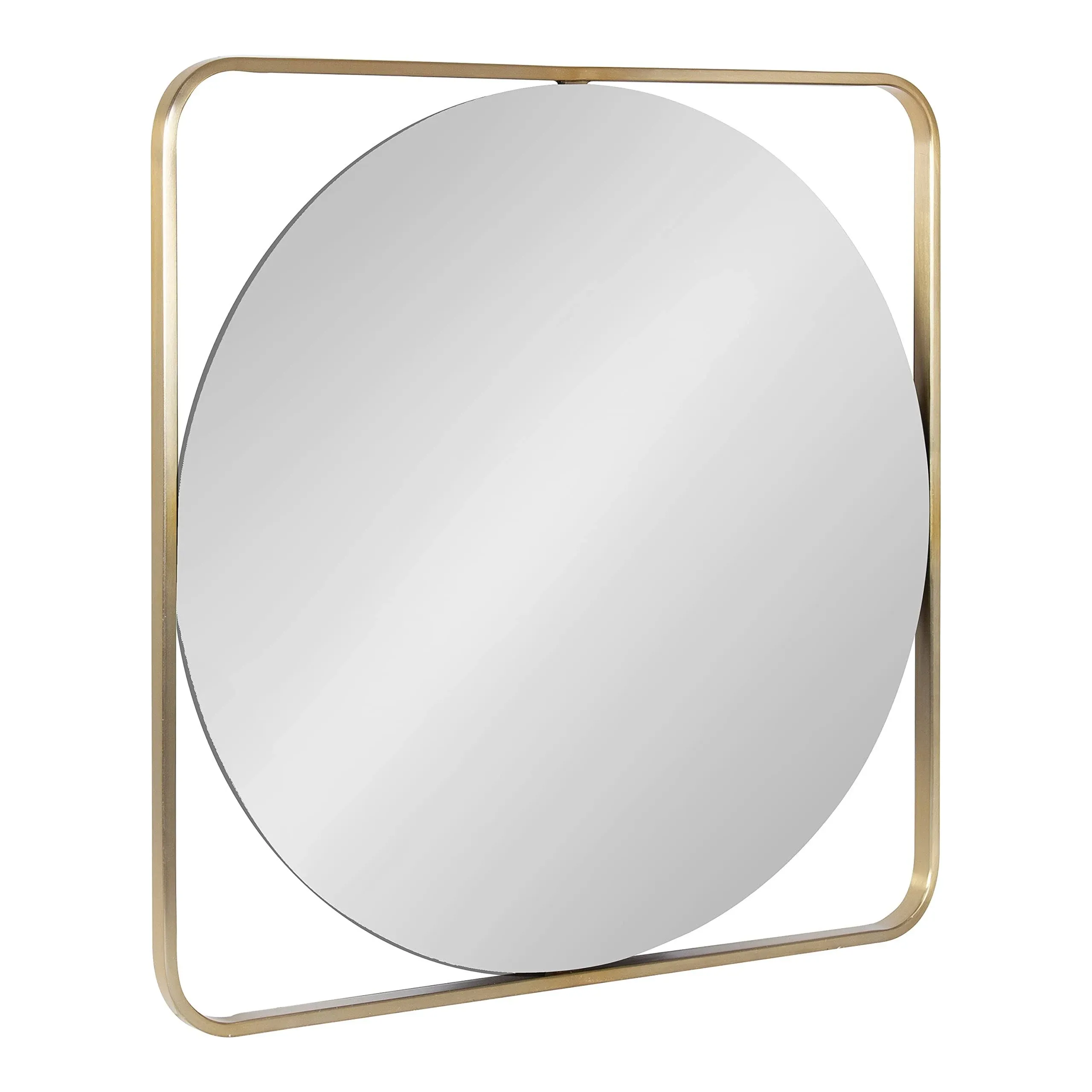 Kate and Laurel Nobles Radius Corner Framed Mirror, Gold 24x24, Size: 24 x 24