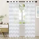 Kirkham Lightweight Sheer 2 Panel Curtain Set with Stainless Grommet Topper, 52" x 84", White