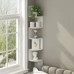 Furinno 5-Tier Floating Corner Shelf, Wall Mount Shelves for Storage and Display, White