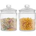 Crystals Glass Kitchen Canister Storage Jar, Set of 2 (64 OZ)