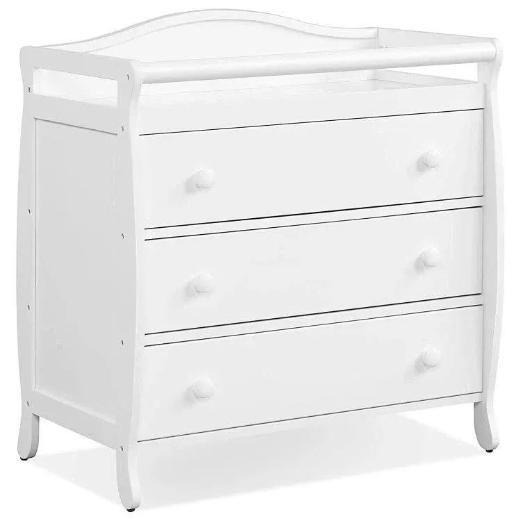 Baby Changing Table with 3 Drawers and Safety Belt White