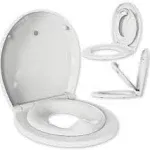 Quick Flip Elongated Toilet Seat with Built-In Potty & Splash Guard for Toddler Training, Slow Close - Jool Baby