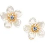 Lonna & Lilly Gold Tone White Flower Stud Earrings