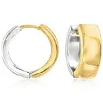 Ross-Simons Sterling Silver and 14kt Yellow Gold Reversible Huggie Hoop Earrings