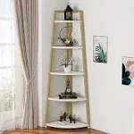 Tribesigns 70 inch Tall Corner Shelf 5 Tier Modern Corner Bookshelf Bookcase Industrial Corner Ladder Shelf Plant Stand for Living Room