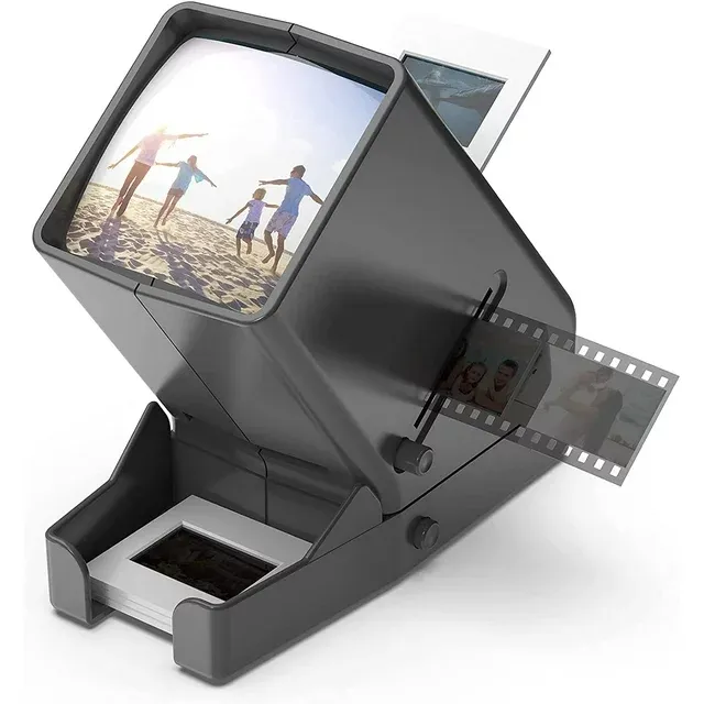 Digitnow 35mm Slide Viewer, 3X Magnification and Desk Top LED Lighted Illuminated Viewing and Battery Operation-For 35mm Slides Positive Film Negati