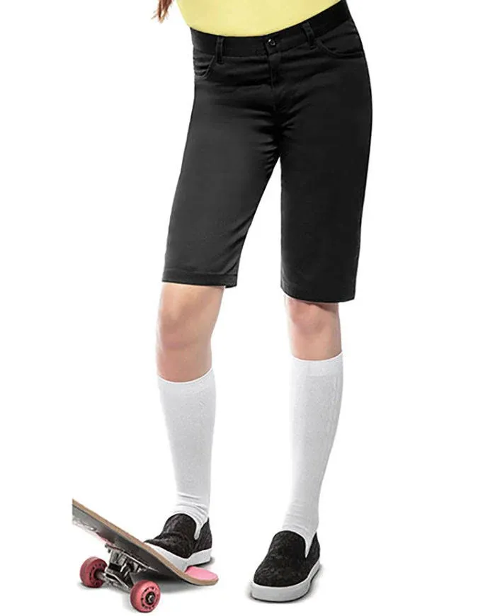 Classroom Uniforms 52224 Juniors Stretch Matchstick Shorts - Black, 19/20