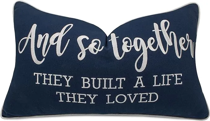 YugTex You're Like Really Pretty Embroidered Decorative Oblong Accent Throw Pillowcase for Girlfriend, Wife - 12x20 Inches, Navy