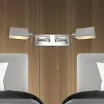 JONATHAN  Y Arlo Iron Double Swing Arm with USB Charging Port 54-in W 2-Light Brushed Nickel LED Wall Sconce