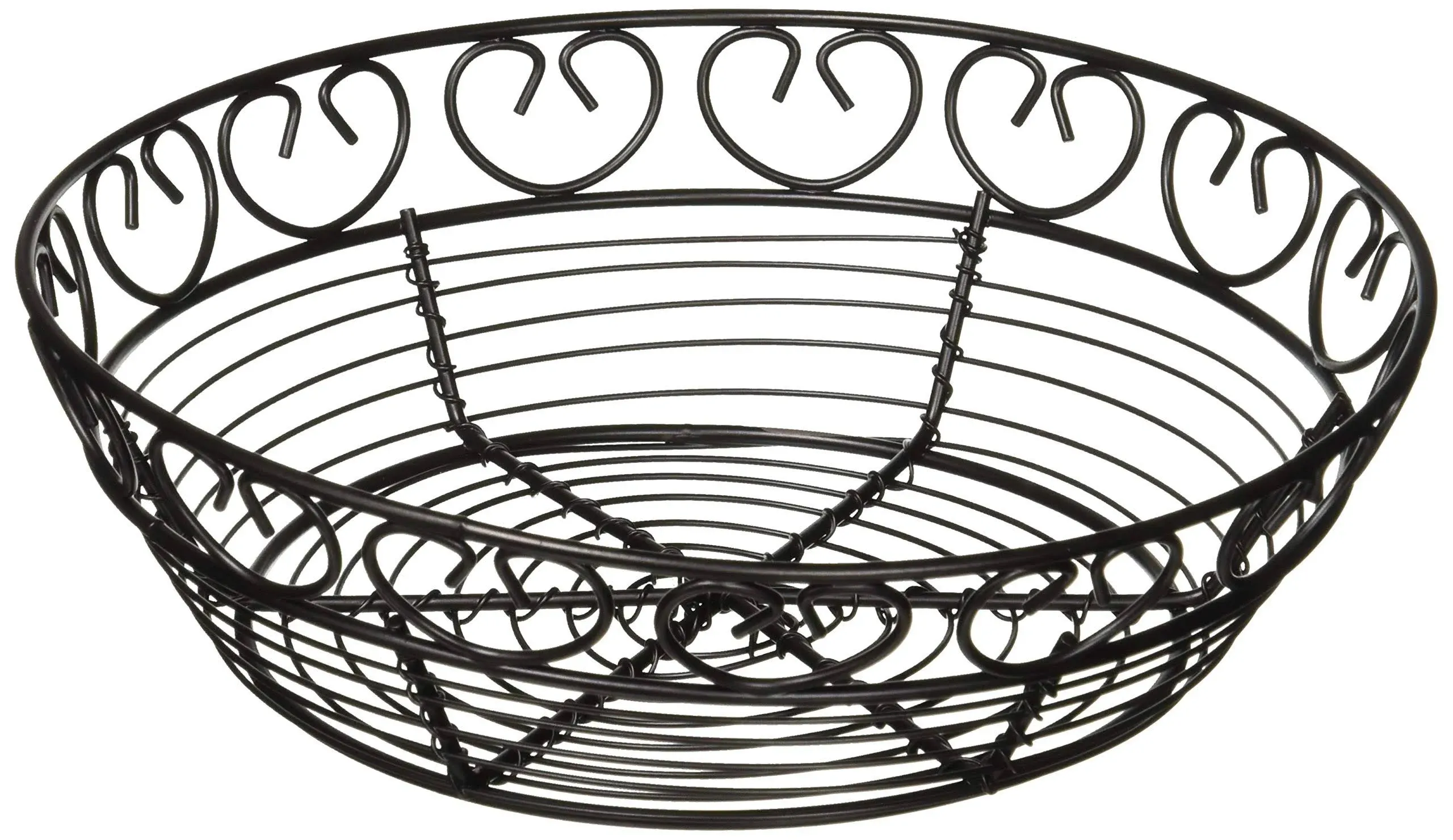 Winco WBKG-8R High Wire Fruit Basket, 8-Inch Round x 2.25-Inch, Black,Medium