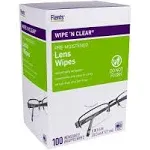 Flents Wipe'N Clear Lens Wipes by Flents, 100 Lens Cleaning Wipes, Anti-Streak & Fast Drying, 5"x6",100 Count, White