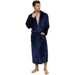 U2skiin Mens Fleece Robe Plush Collar Shawl Bathrobe(Navy,L/XL)