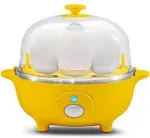 Elite Gourmet EGC-007Y#Rapid Egg Cooker, 7 Easy-To-Peel, Hard, Medium, Soft Boiled Eggs, Poacher, Omelet Maker, Auto Shut-Off, Alarm, 16-Recipe