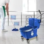 Dryser 26 Quart Commercial Mop Bucket with Side Press Wringer, Blue