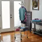 Ntials 60281 Rolling Laundry Cart With Hanging Bar Chrome Finish Storage Metalli