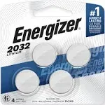 Energizer 2032 Lithium Coin Battery, 4 Pack