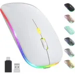 Upgrade LED Wireless Mouse, Slim Silent Mouse 2.4g Portable Mobile Optical Office Mouse with USB & Type-C Receiver, 3 Adjustable dpi Levels for