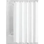 iDesign White Waterproof Fabric Shower Curtain Liner, Extra Long 72" x 96"