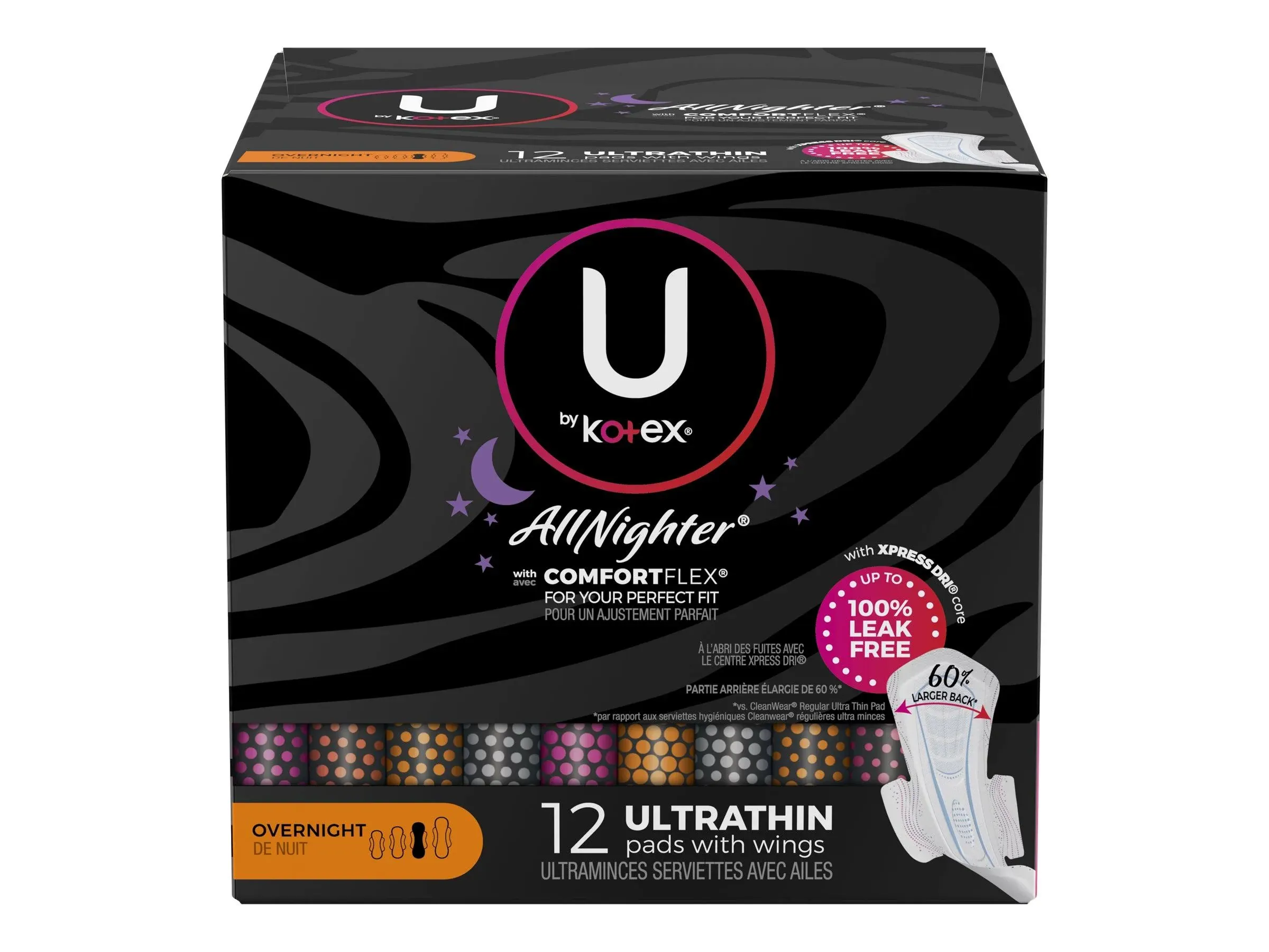 U by Kotex Allnighter Ultra Thin Overnight Pads with Wings - 12.0 ea