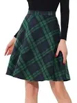 Allegra K Women's Plaids Vintage Tartan Elastic Waist Knee Length A-Line Skirt