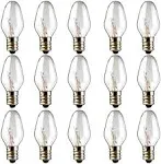 Salt Lamp Bulbs - 15 Watt Light Bulbs for Scentsy Wax Warmer - C7 Replacement Bulbs for Plug in Wax Diffuser- Warmwhite - Dimmable,15 Packs