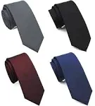 ZENXUS Skinny Solid Ties for Men, 2.5 inch Slim Plain Neckties 4-Pack