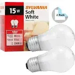 Sylvania Light Bulb, 15 W, A15, Soft White - 2 pack