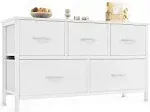 Dresser Storage with 5 Organizer Closet Chest Small Clothes Fabric Cabinet Grey