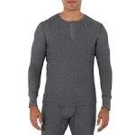 Fruit of The Loom Mens Recycled Waffle Thermal Underwear Henley Top