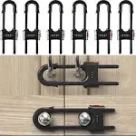 6 Pack Child Proof U-Shaped Code Sliding Cabinet Door Locks Adjustable Black