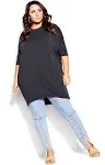 City Chic | Women's Plus Size Oversize Longline Top - Navy - 14W