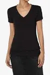 TheMogan Women's Basic V Neck Short Sleeve T-Shirts Plain Stretch Cotton Spandex Top Tee