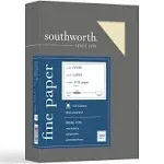 Southworth FSC Certified 55% Recycled 25% Cotton Linen Business Paper, 8 1/2in. x 11in., 24 Lb, Ivory, Box Of 500, 564C