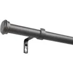 Exclusive Home Topper 1 inch Curtain Rod and Coordinating Finial Set, Gunmetal, Adjustable 36 inch-72 inch