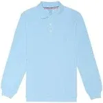 French Toast Boys' Long Sleeve Pique Uniform Polo Shirt - Light Blue, Small