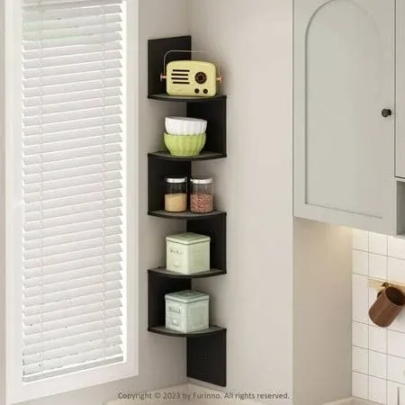 Furinno 5 Tier Wall Mount Floating Radial Corner Shelf