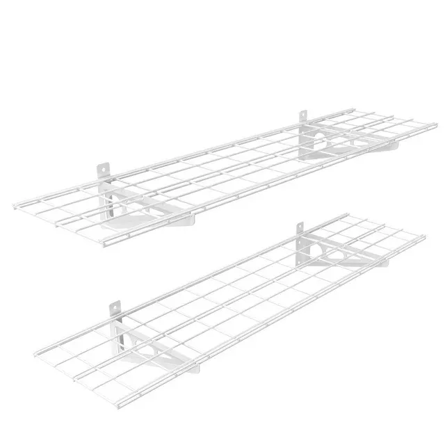 FLEXIMOUNTS 2-Pack 2x4ft 24-inch-by-48-inch Wall Shelf Garage Storage Rack Wall Mounted Floating Shelves, White