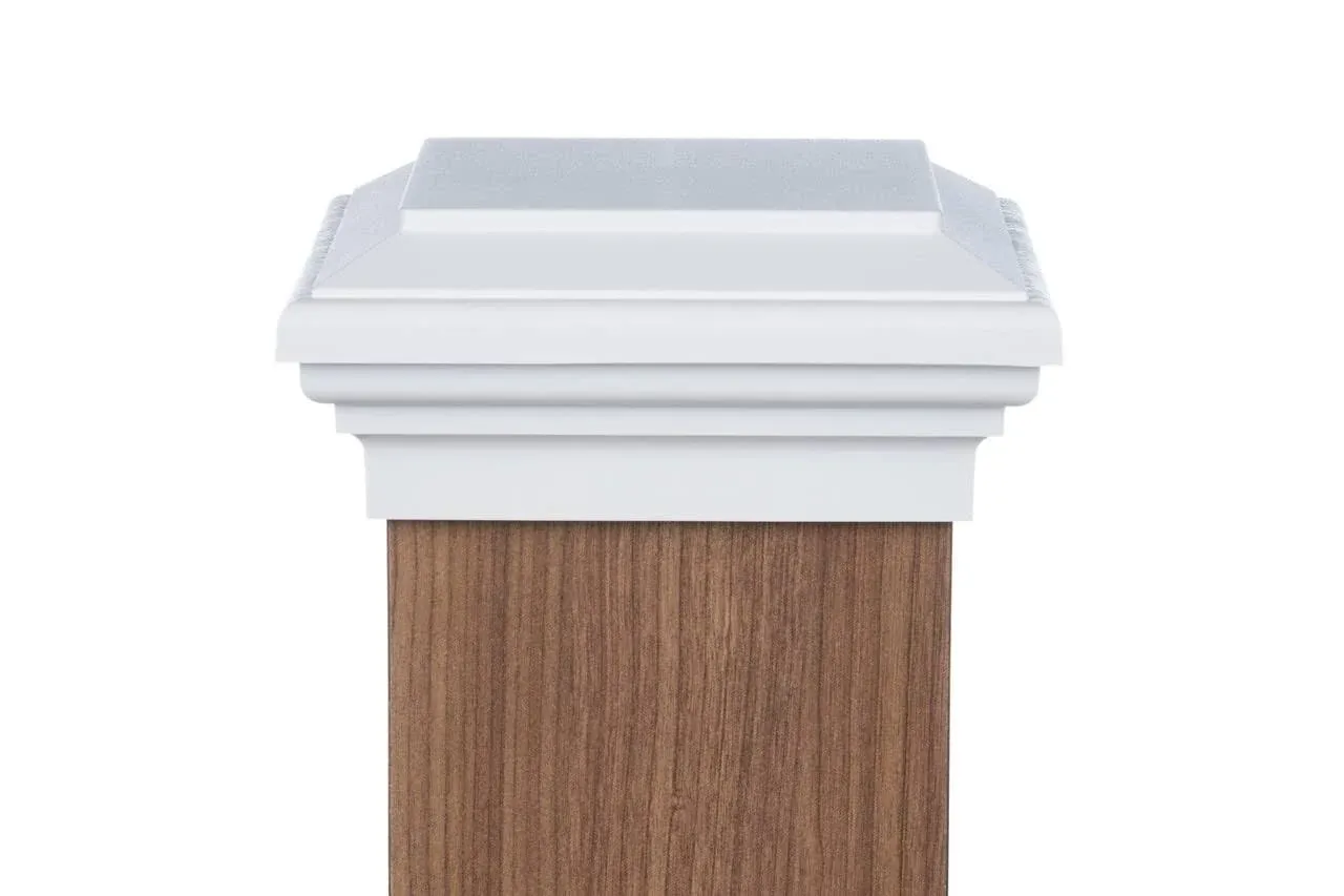 6x6 Post Cap (Actual 6.0") White Island Newel Flat Style Square Top for Outdoor Fences, Mailboxes & Decks, by Atlanta Post Caps