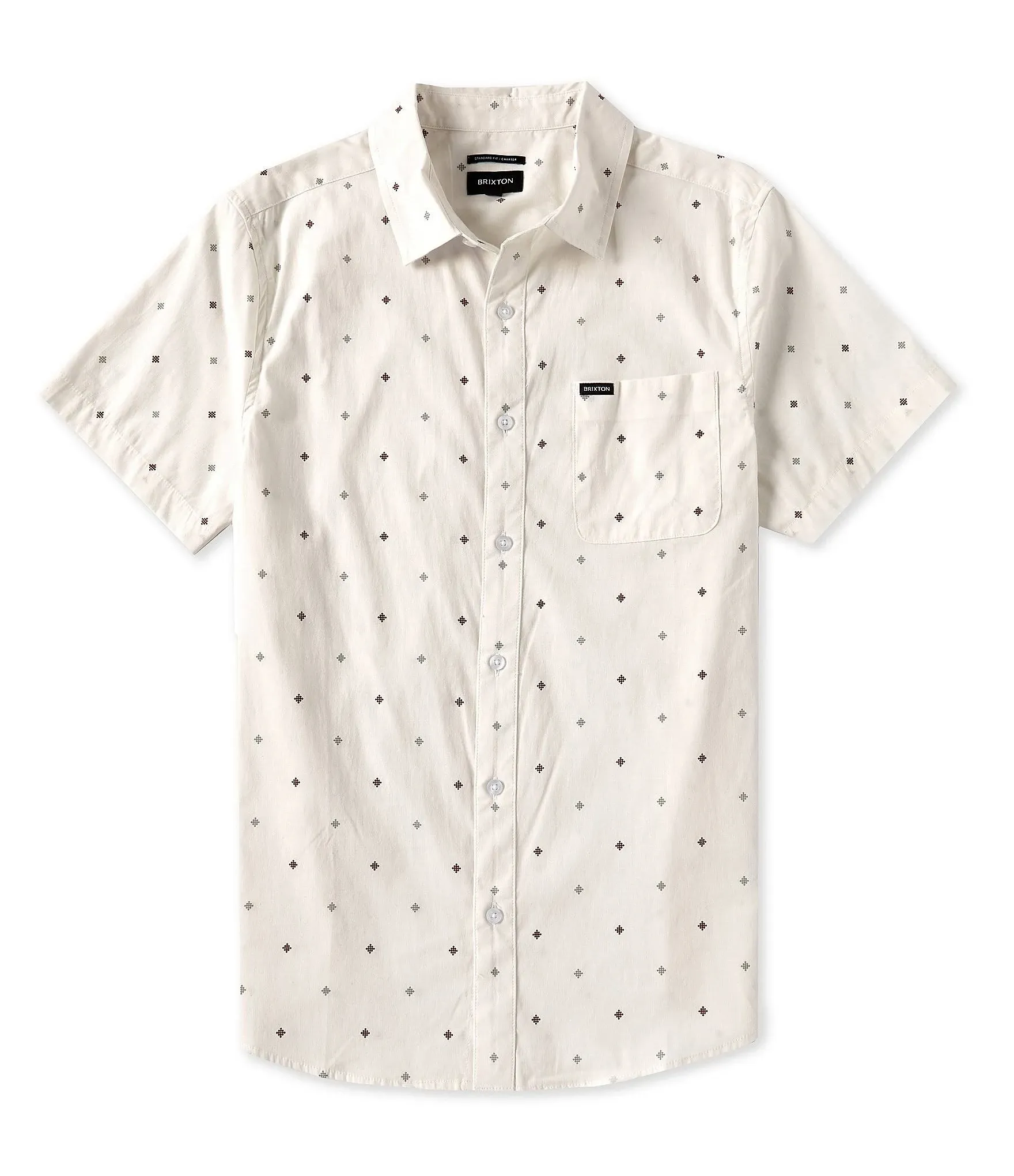 Brixton Charter Print Woven Shirt S / White / Off White Pyramid